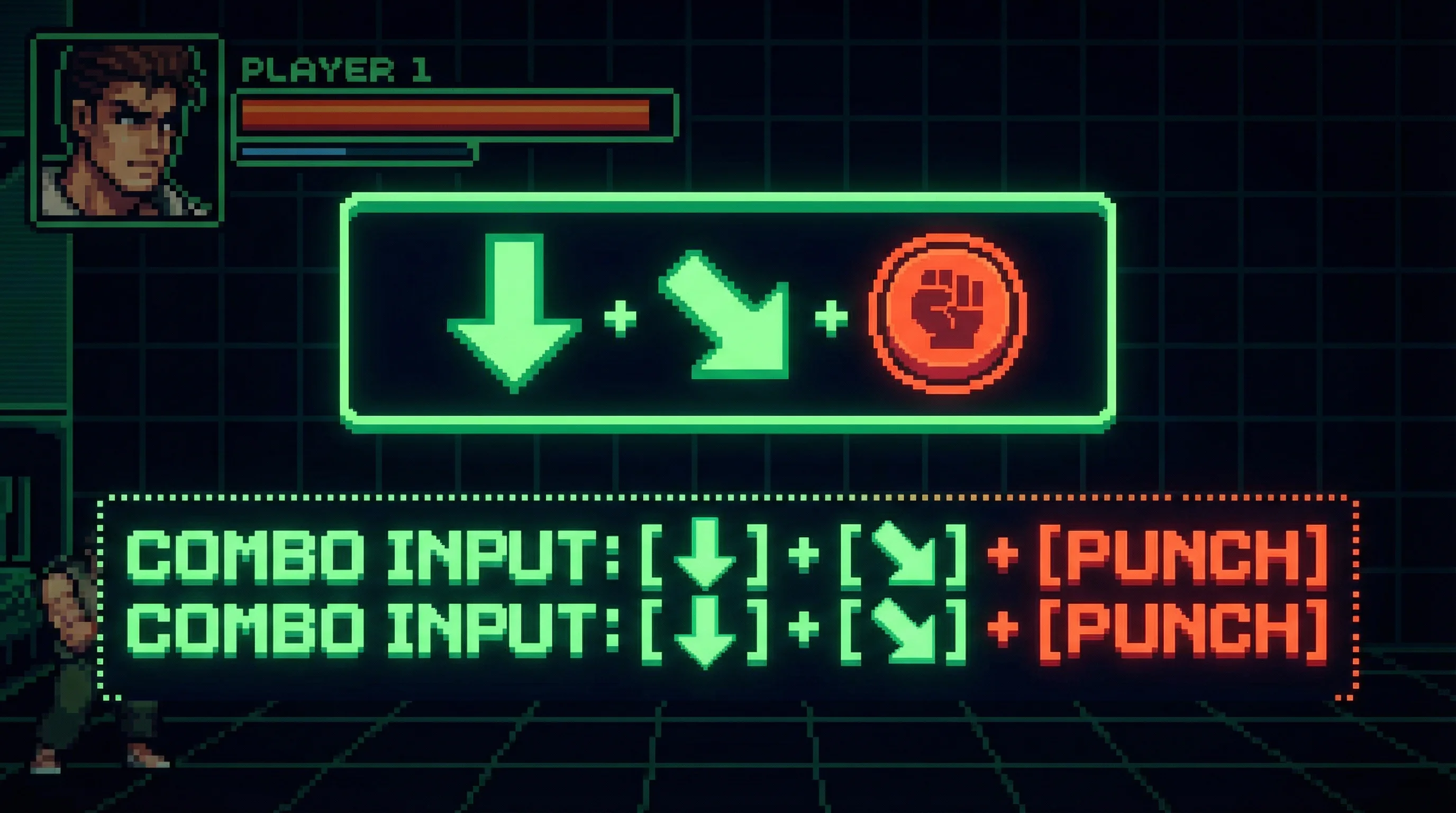 连招训练室中的 pp电子试玩 指令输入界面